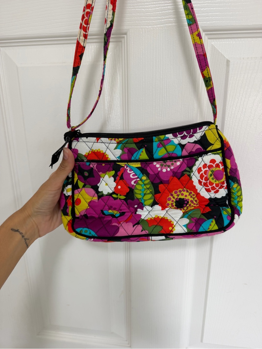Vera Bradley Bright Floral Quilted Crossbody in Pink, Green, White, Orange - Picture 6 of 6